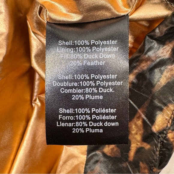 THINK ROYLN Leopard Print 1/4 Zip Down Fill Puffer Poncho BROWN-ROSE GOLD / XS-S - Picture 13 of 15